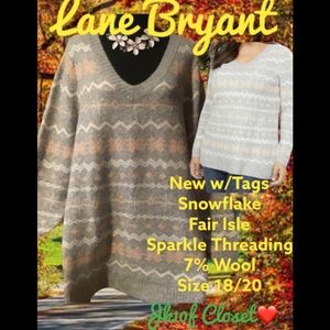 🌻NWT LANE BRYANT 18/20 FAIR ISLE 7% WOOL BUTTERY SOFT SWEATER